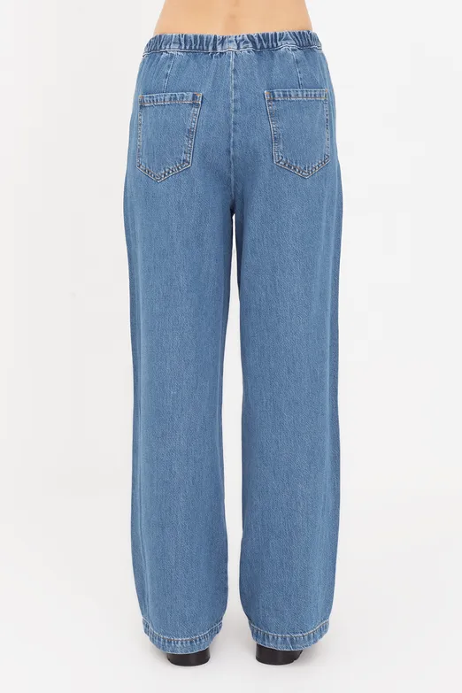 Bayan Lacivert Jogger Denim Pantolon - BSL