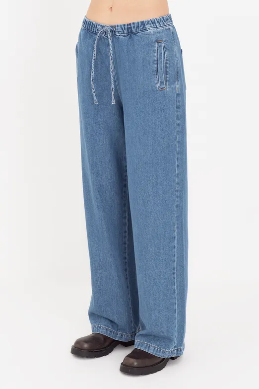 Bayan Lacivert Jogger Denim Pantolon - BSL