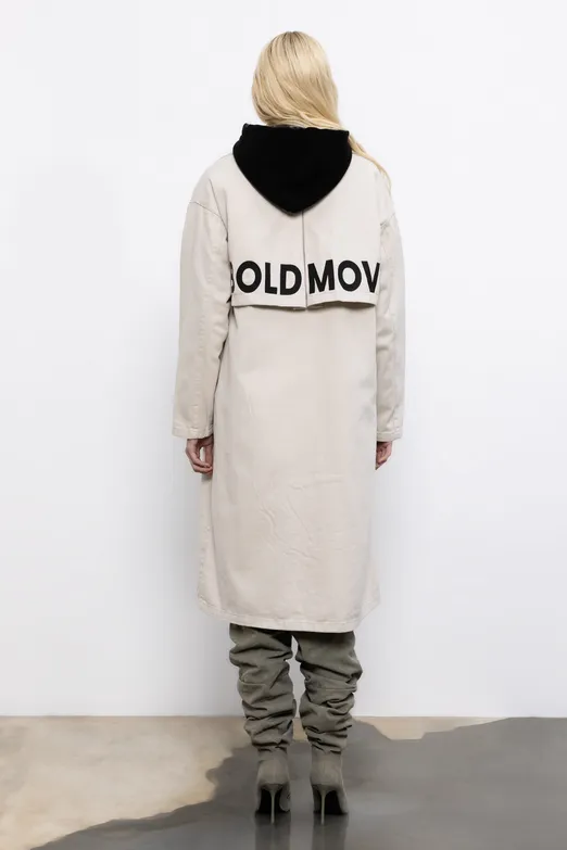 Bayan Ekru Baskılı Oversize Trençkot - BSL