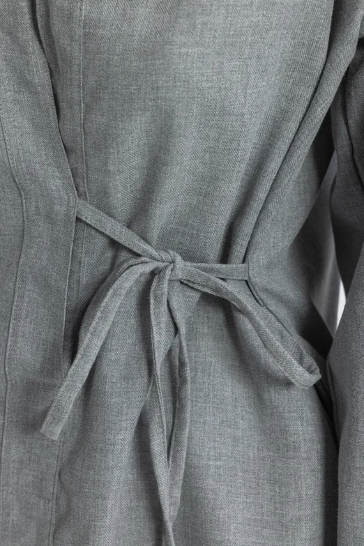 Bayan Gri Bağlama Detaylı Gömlek - BSL