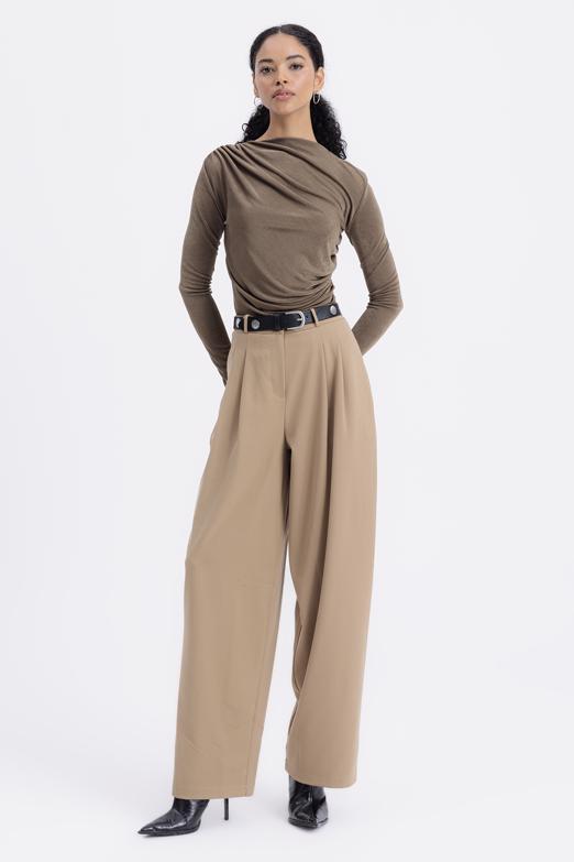 Bayan  Pileli Kumaş Pantolon