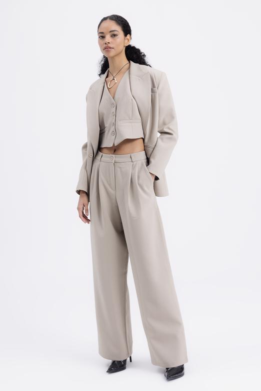 Bayan  Pileli Kumaş Pantolon