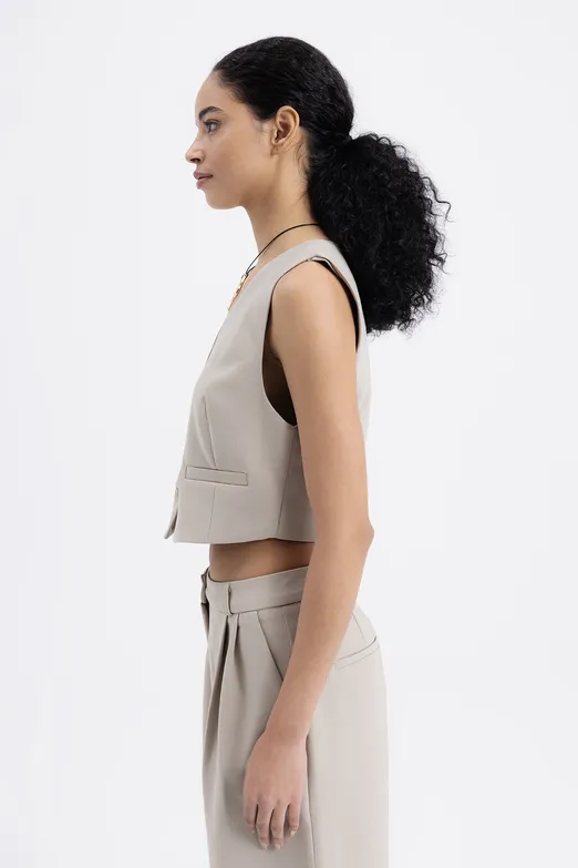 Bayan Taş Crop Fit Yelek - BSL