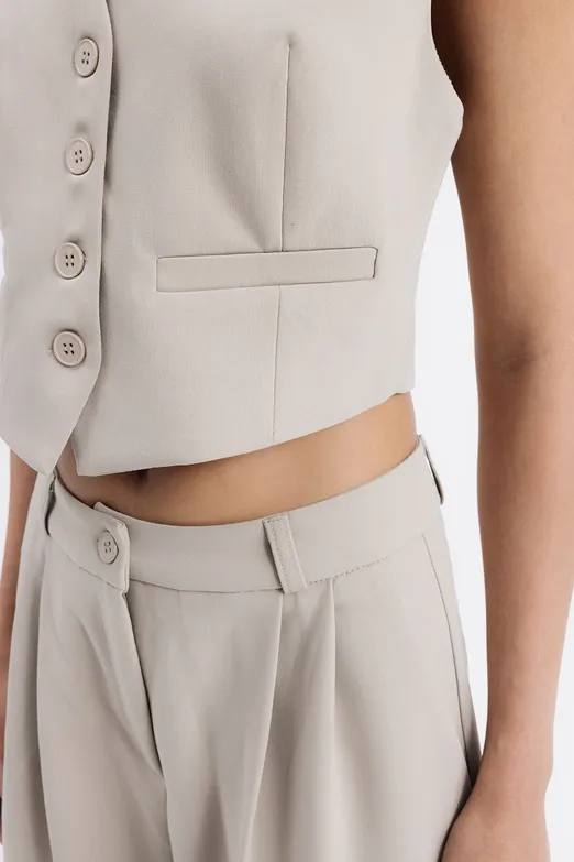 Bayan Taş Crop Fit Yelek - BSL