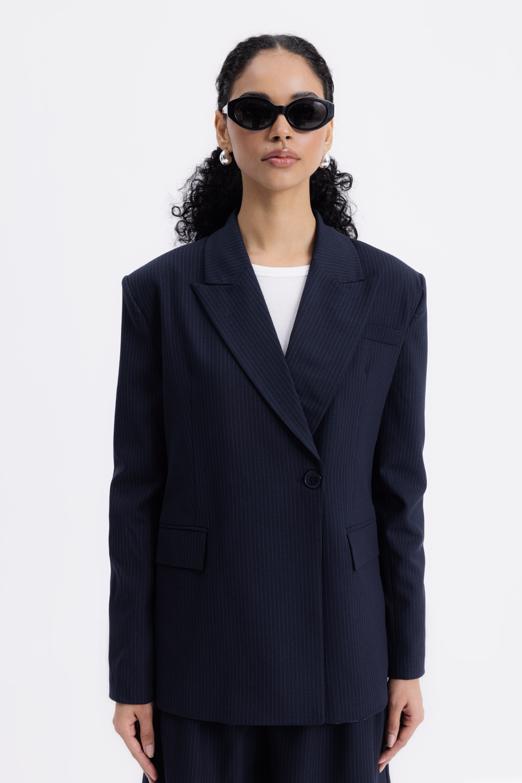 Bayan  Tek Düğme Detaylı Blazer Ceket