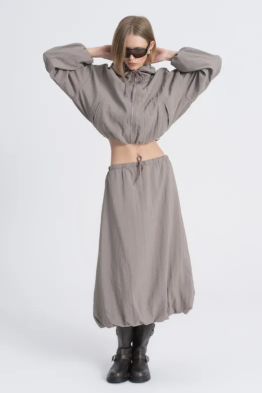 Bayan Bej Midi Balon Etek - BSL