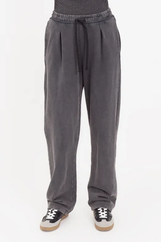 Bayan Antrasit Yıkamalı Pile Detaylı Pantolon - BSL