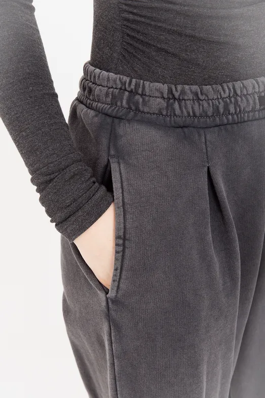 Bayan Antrasit Yıkamalı Pile Detaylı Pantolon - BSL