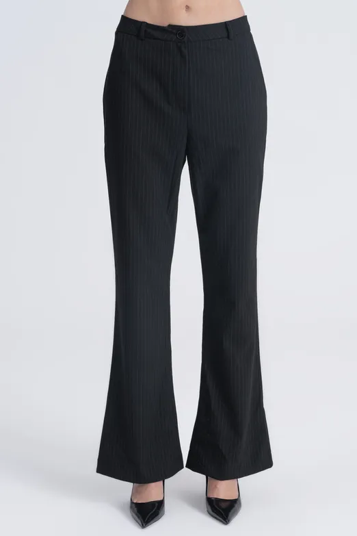 Bayan Siyah Düz Kesim Kumaş Pantolon - BSL