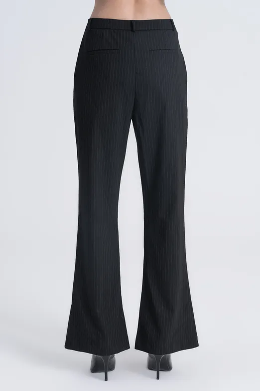 Bayan Siyah Düz Kesim Kumaş Pantolon - BSL