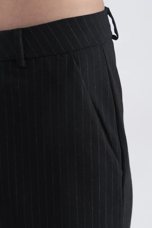 Bayan Siyah Düz Kesim Kumaş Pantolon - BSL