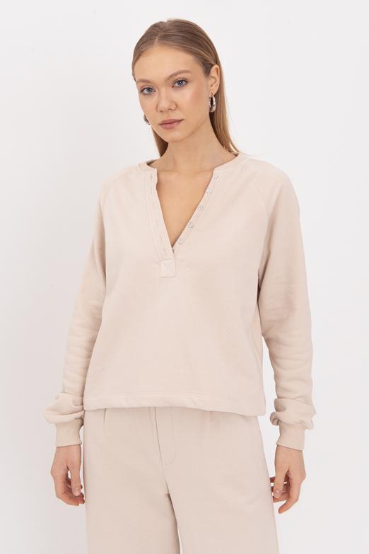 Bayan  Patlı Cotton Sweatshirt