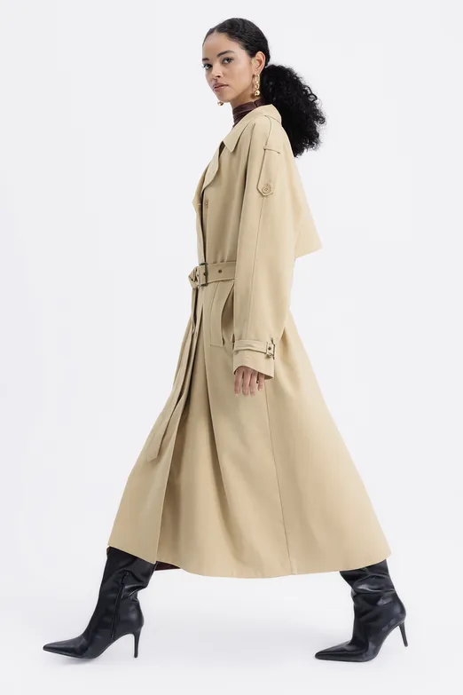Bayan Camel Oversize Astarlı Trençkot - BSL