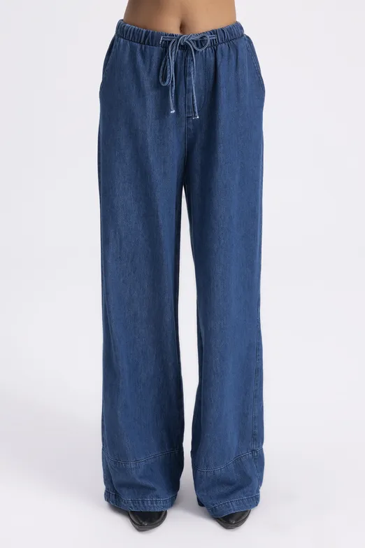 Bayan Lacivert Jogger Denim Pantolon - BSL