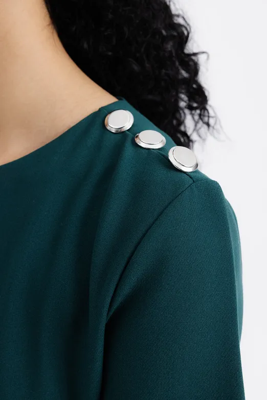 Bayan Yeşil Kısa Kollu Mini Elbise - BSL