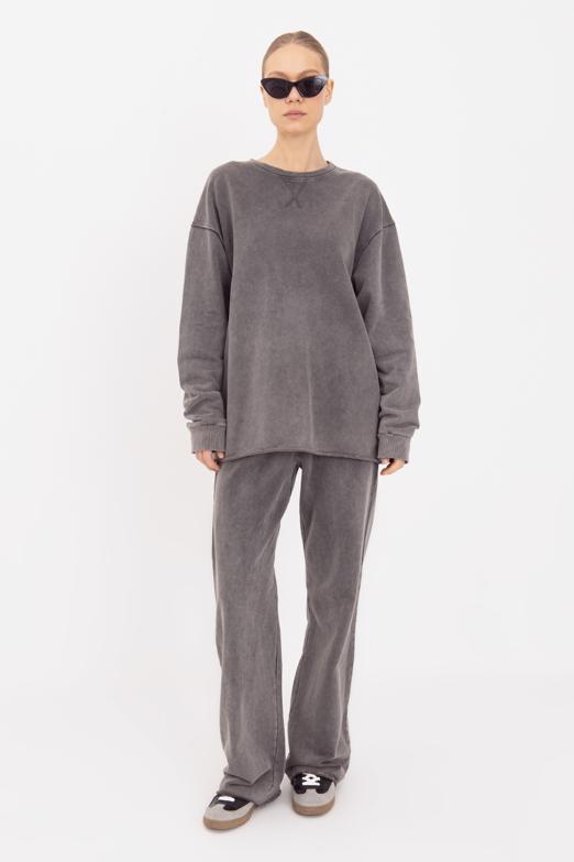 Bayan  Yıkamalı Düz Kesim  Pantolon