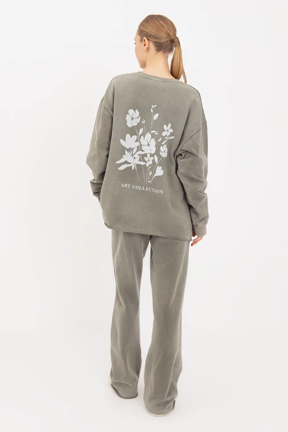 Bayan Haki Yıkamalı Düz Kesim  Pantolon