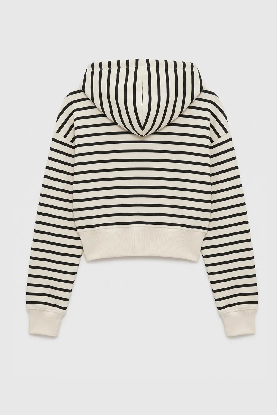 Bayan Siyah Kapişonlu Crop Sweatshirt