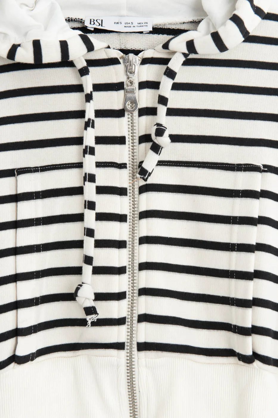 Bayan Siyah Kapişonlu Crop Sweatshirt
