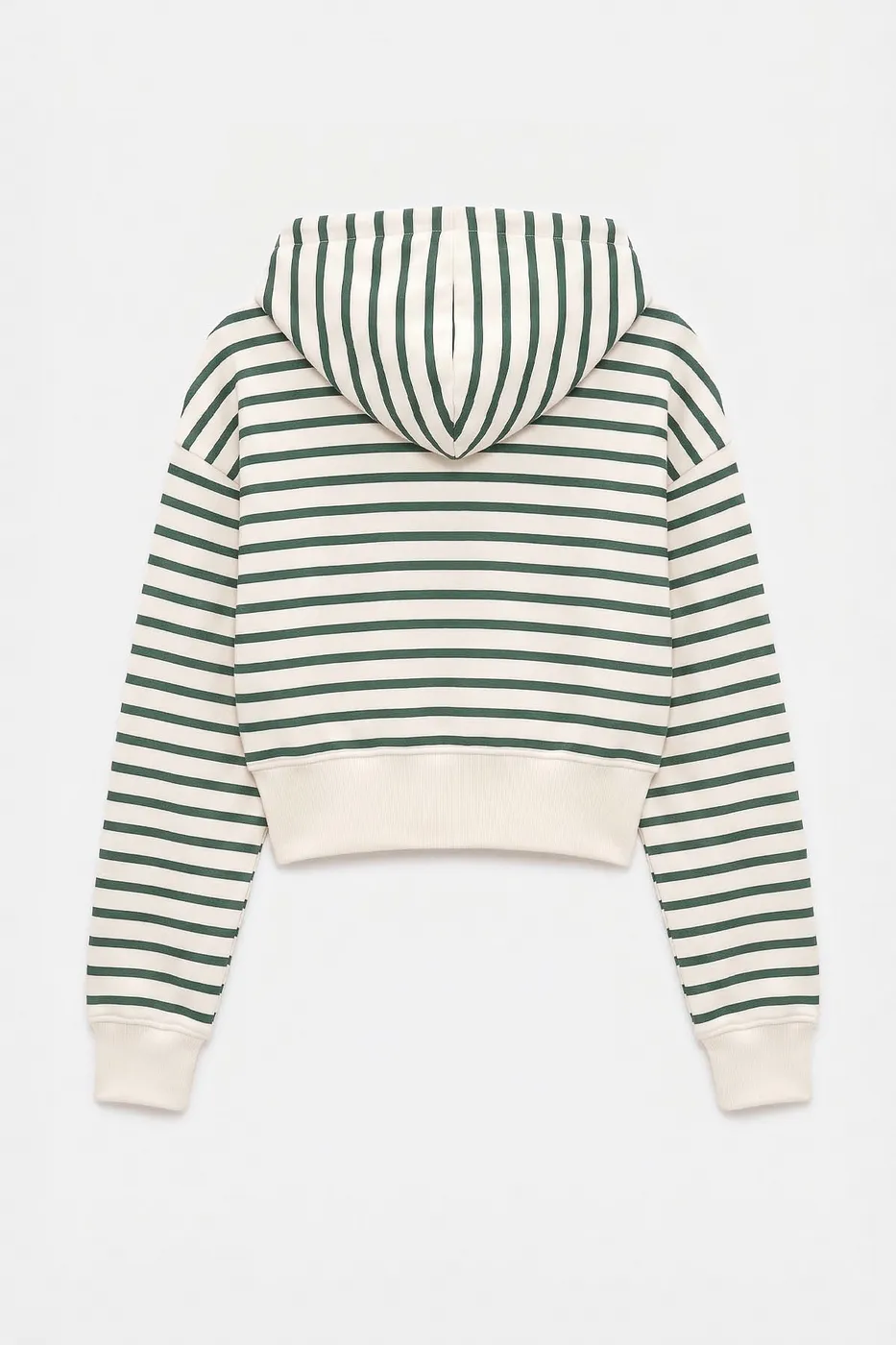 Bayan Yeşil Kapişonlu Crop Sweatshirt