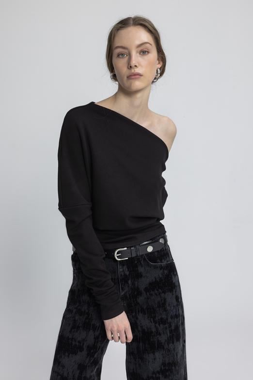 Bayan  Drapeli Omuz Açık Bluz