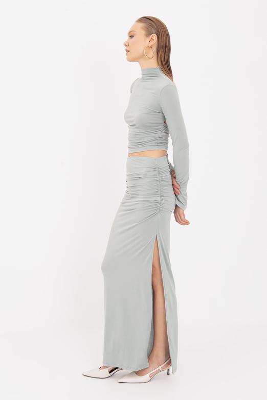 Bayan  Drapeli Midi Etek