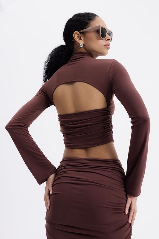 Bayan  Sırt Pencere Detaylı Crop Top