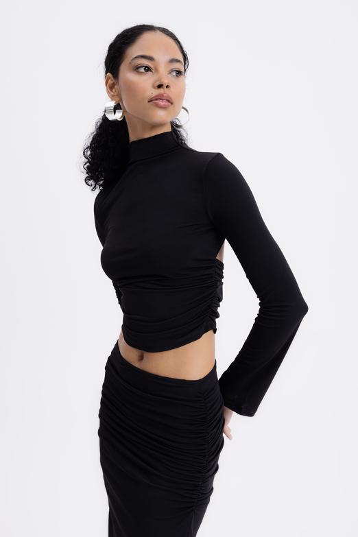 Bayan  Sırt Pencere Detaylı Crop Top