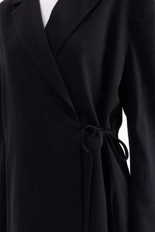 Bayan Siyah Bağcık Detaylı Blazer Ceket - BSL