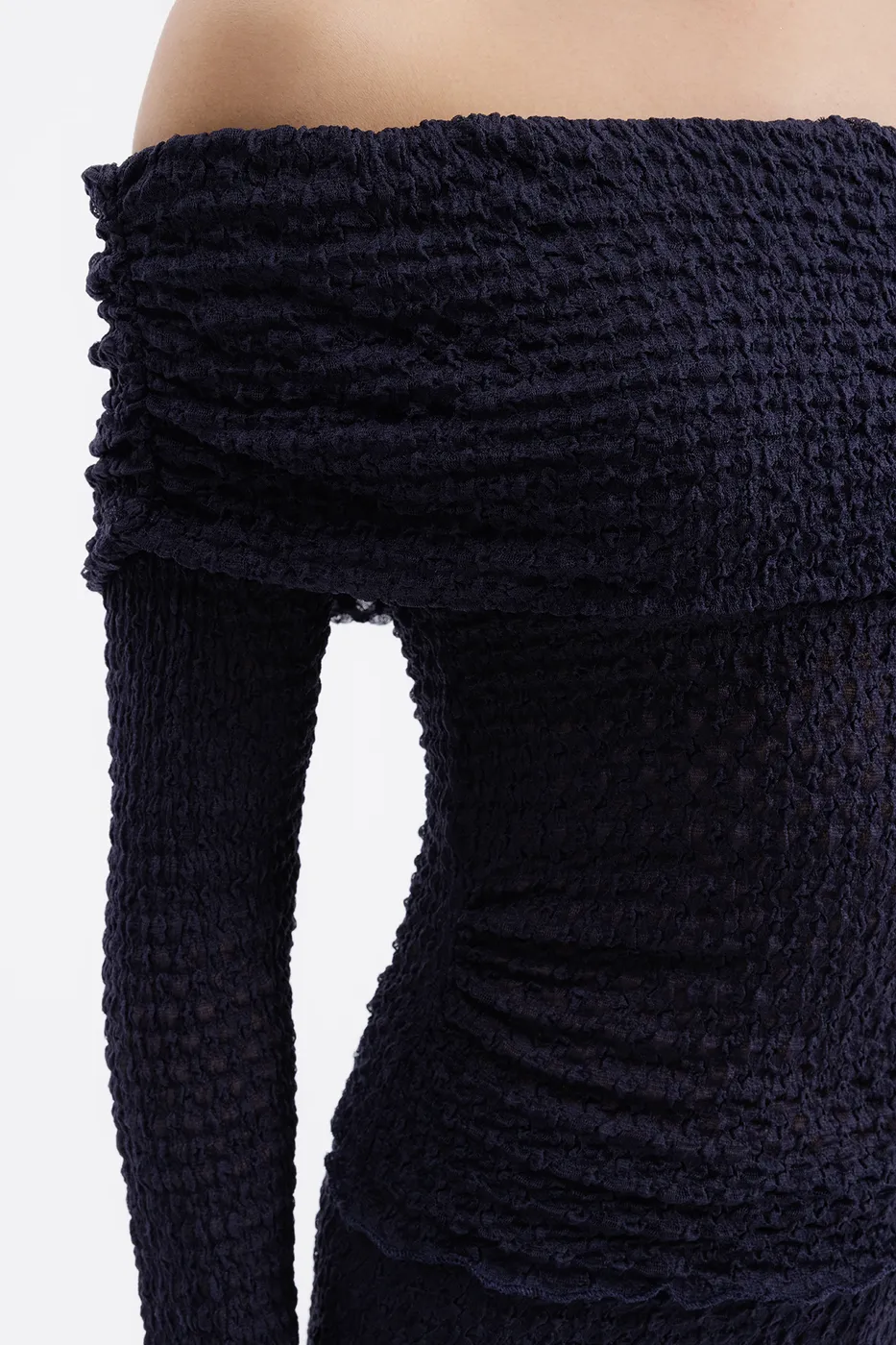 Bayan Lacivert Madonna Yaka Dantel Top