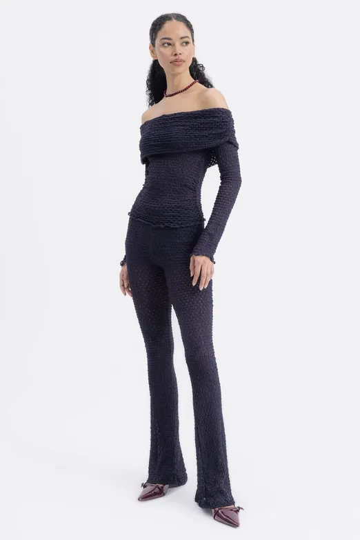 Bayan Lacivert Dantel Slim Pantolon - BSL