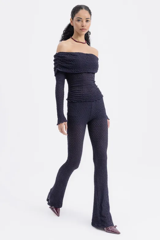 Bayan Lacivert Dantel Slim Pantolon - BSL