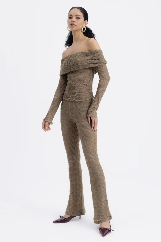 Bayan Vizon Dantel Slim Pantolon - BSL