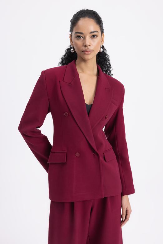 Bayan  Kruvaze Kapama Blazer Ceket