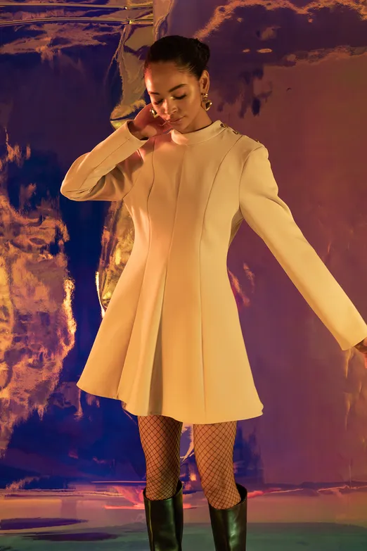 Bayan Taş Godeli Mini Elbise - BSL