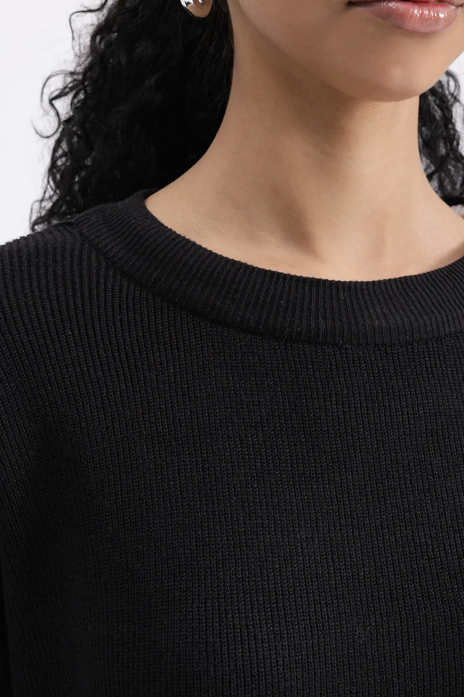 Bayan Siyah Oversize Örgü Kazak