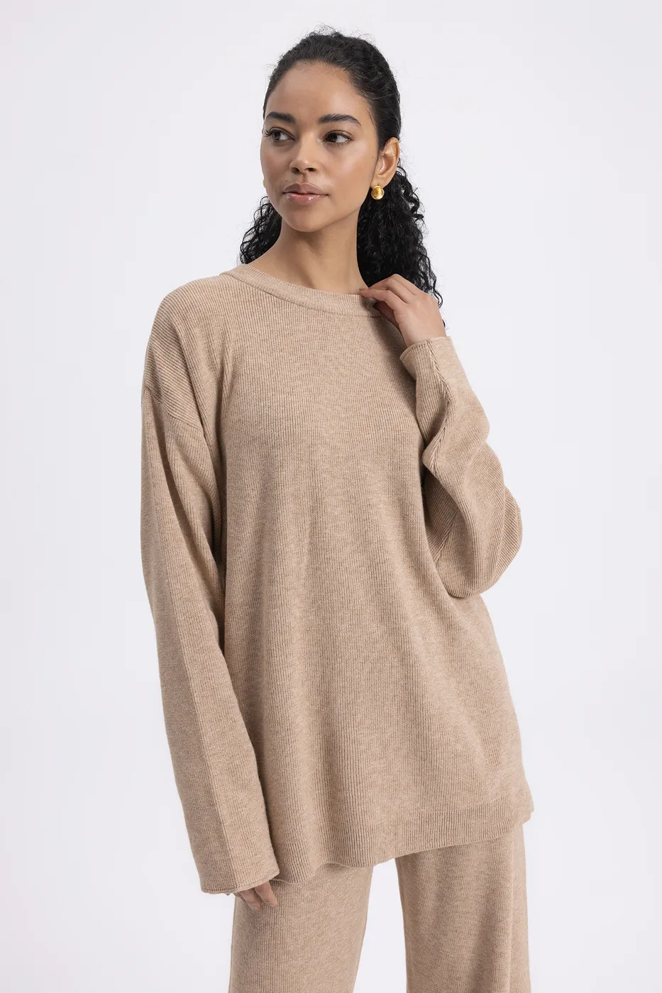 Bayan Vizon Oversize Örgü Kazak