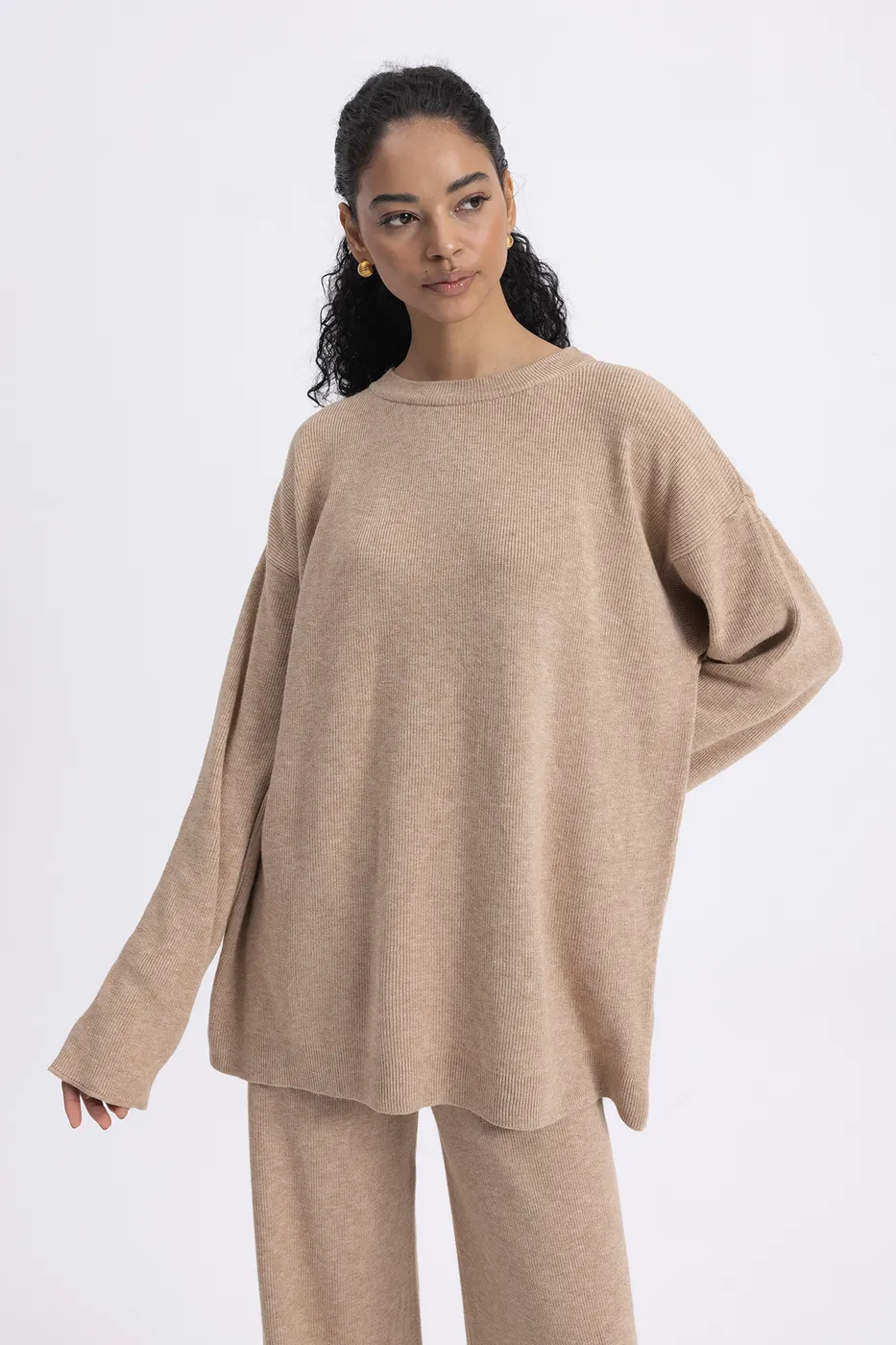 Bayan Vizon Oversize Örgü Kazak