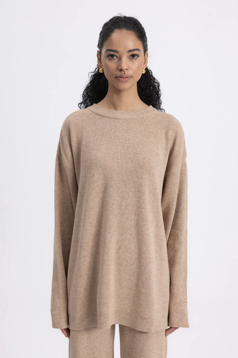 Bayan Vizon Oversize Örgü Kazak