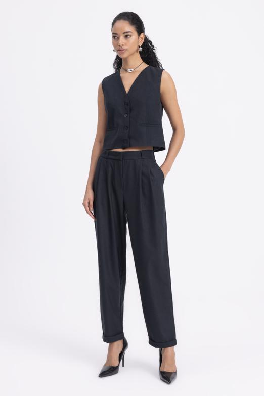 Bayan  Pileli Havuç Pantolon