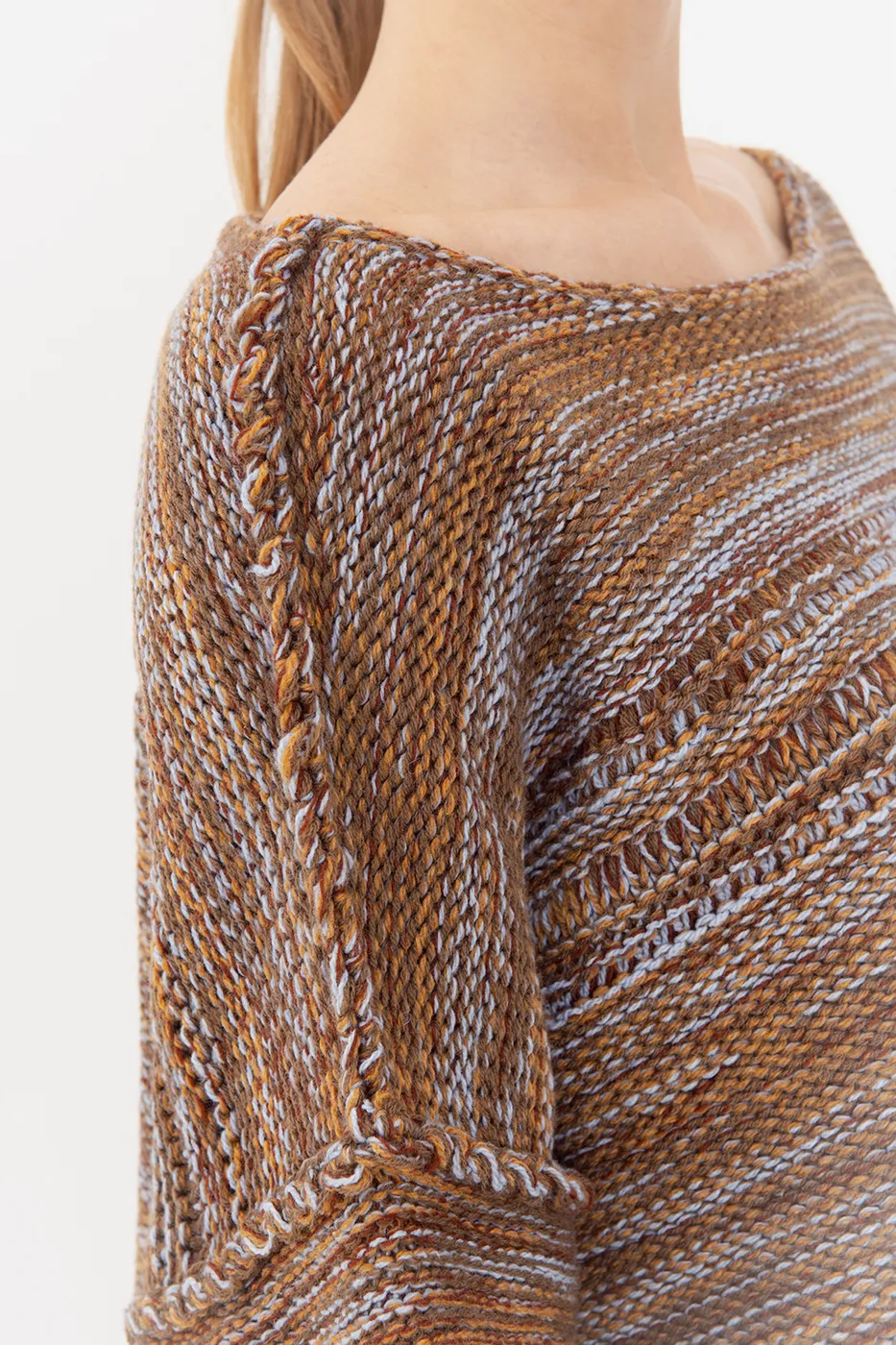 Bayan Kahverengi Oversize Kayık Yakalı Kazak