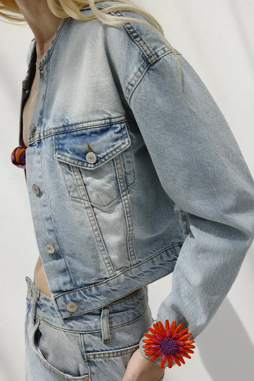Bayan Mavi Yıkama Efektli  Denim Mont - BSL