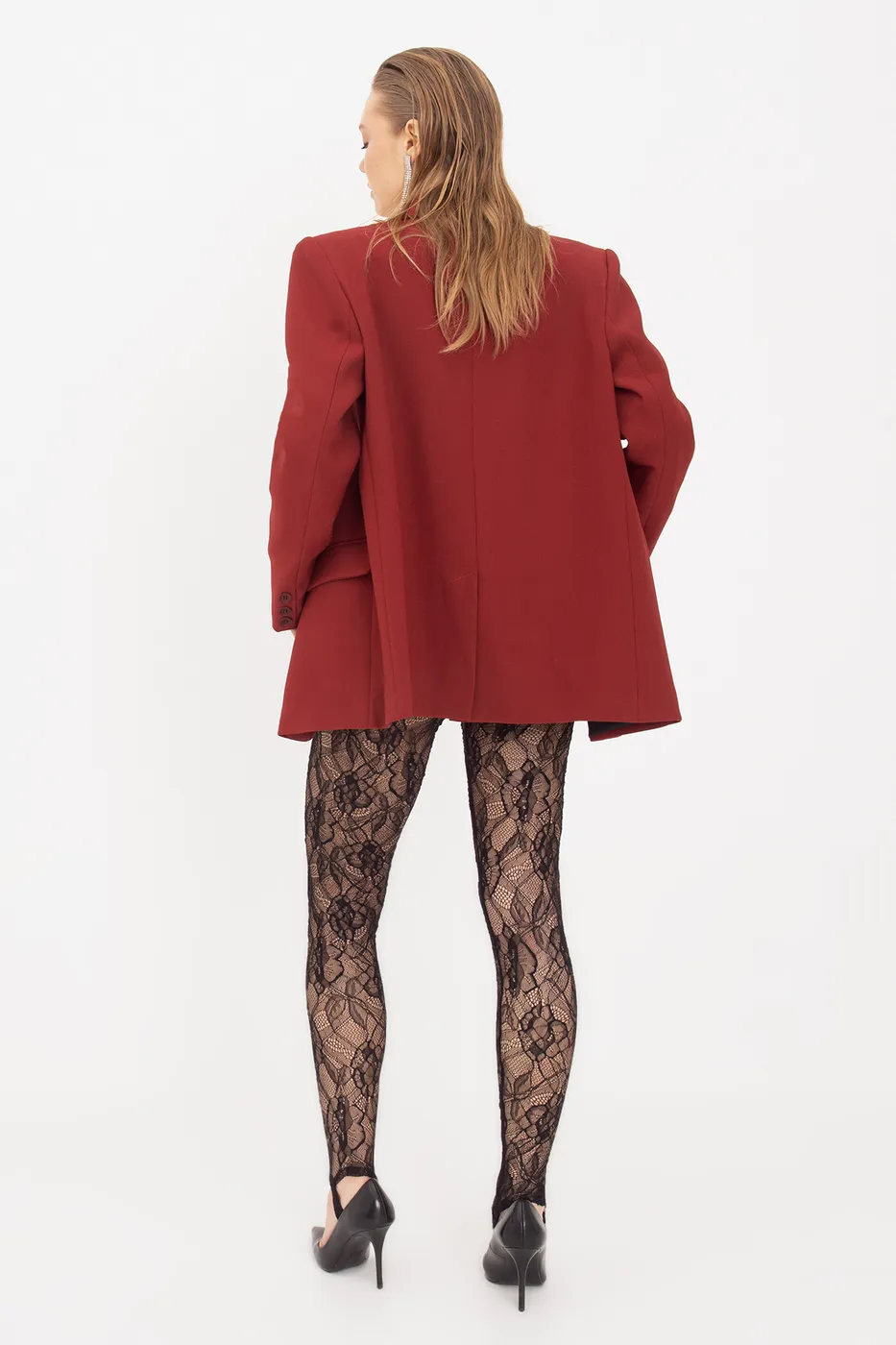 Bayan Bordo Blazer Ceket