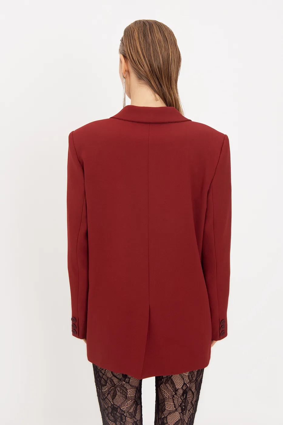 Bayan Bordo Blazer Ceket
