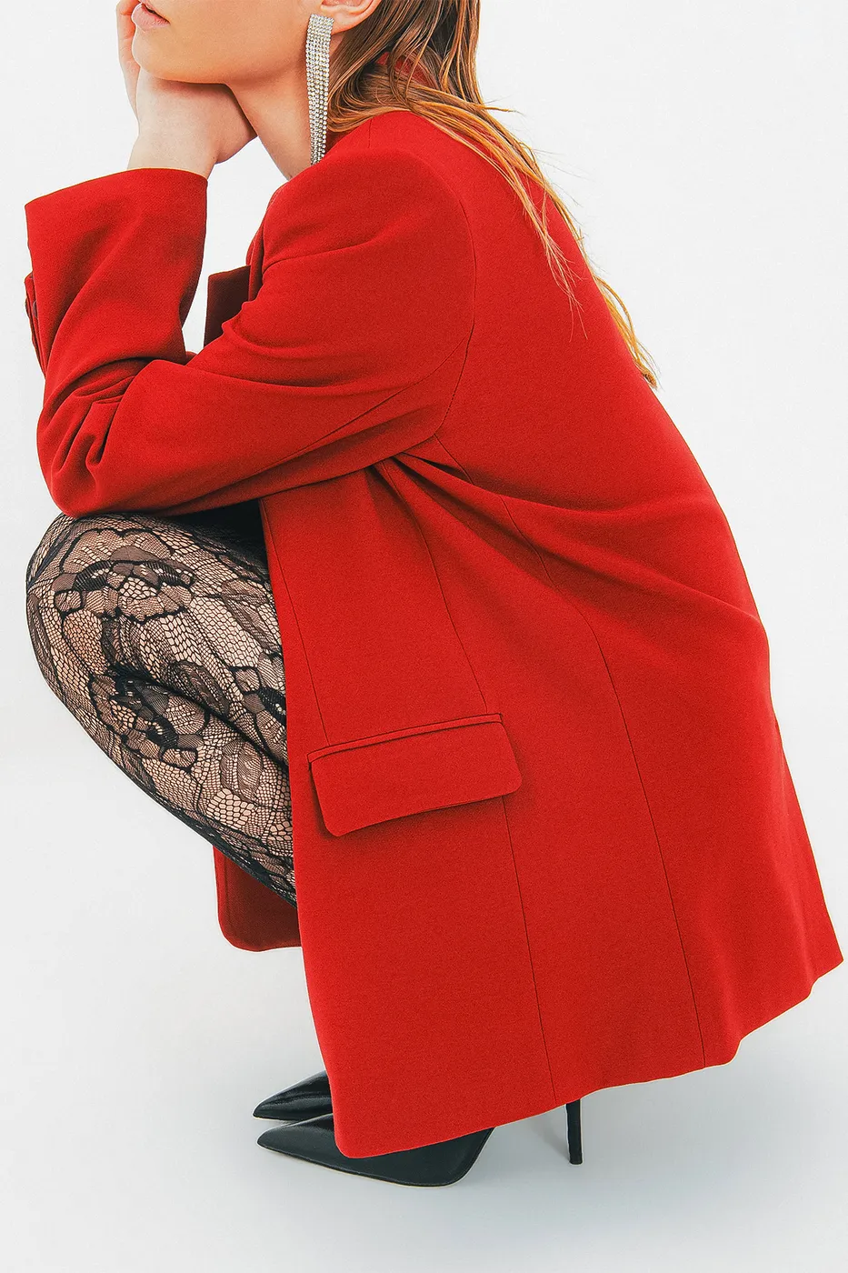 Bayan Bordo Blazer Ceket