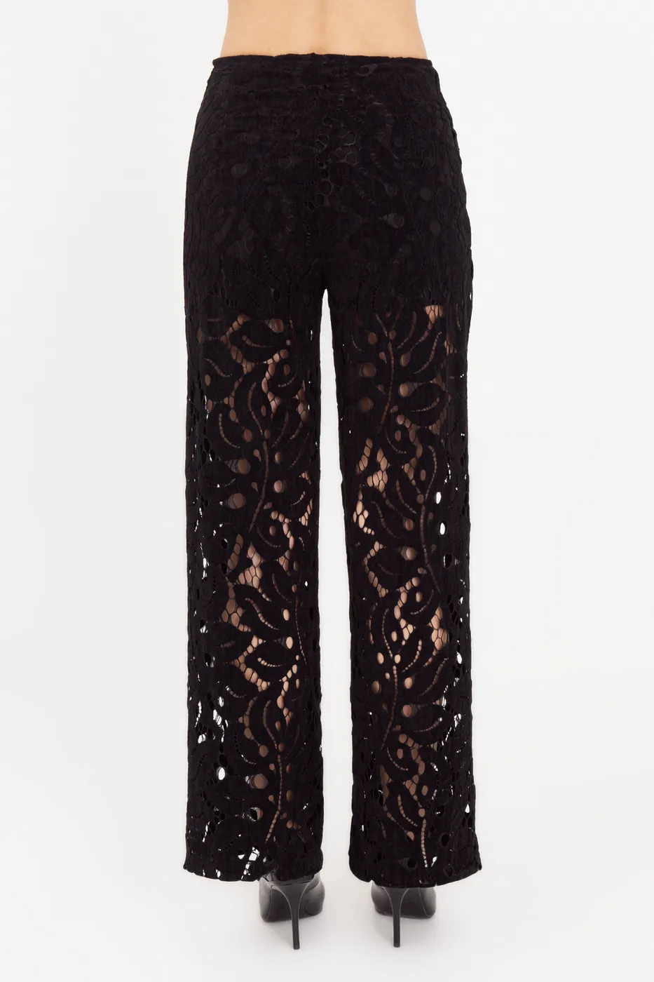 Bayan Siyah Flok Kadife Astarlı Pantolon