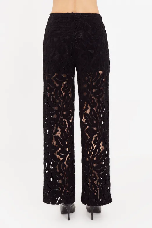 Bayan Siyah Flok Kadife Astarlı Pantolon - BSL
