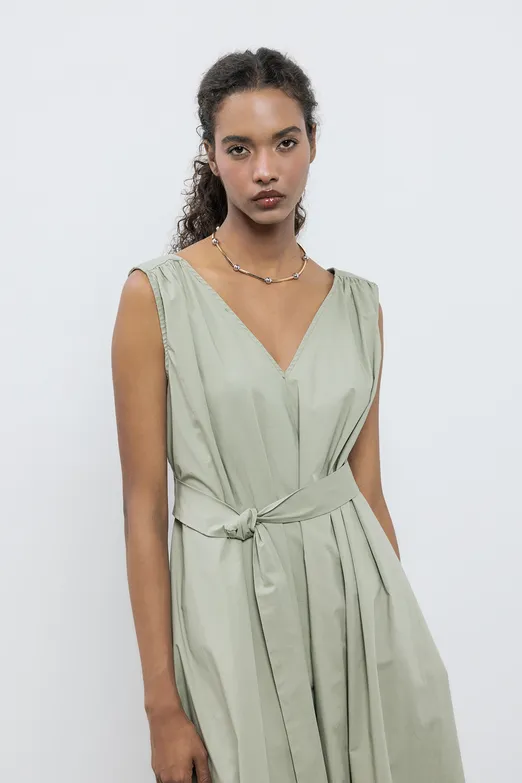 Bayan Haki Cotton Kloş Etekli  Midi Elbise - BSL