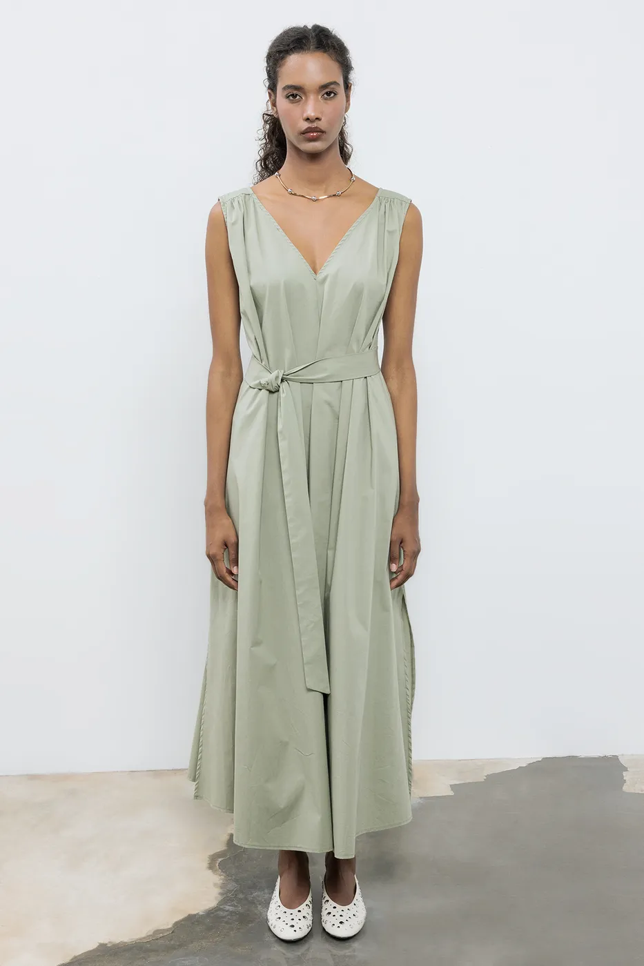 Bayan Haki Cotton Kloş Etekli  Midi Elbise