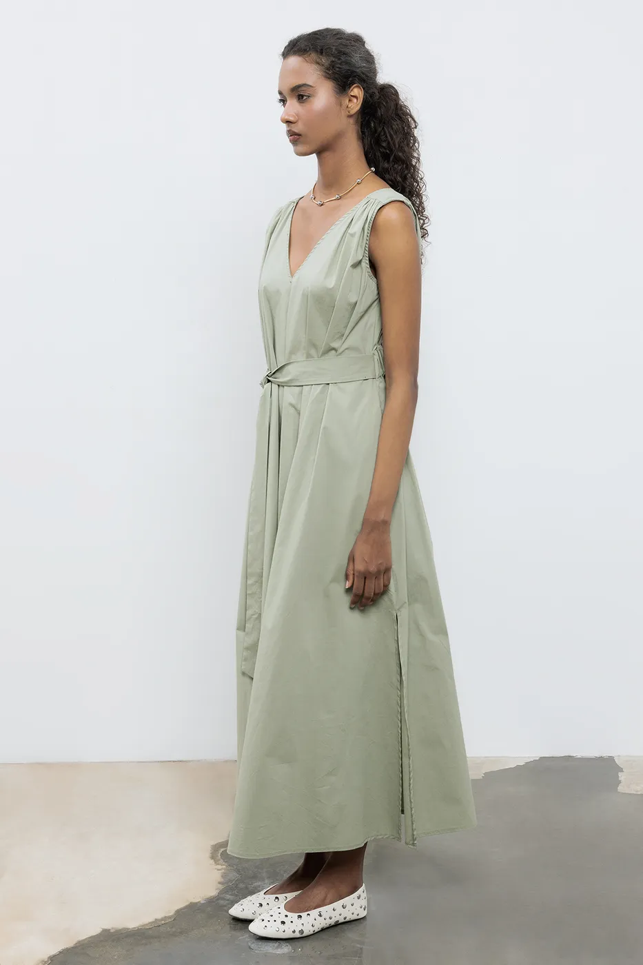 Bayan Haki Cotton Kloş Etekli  Midi Elbise